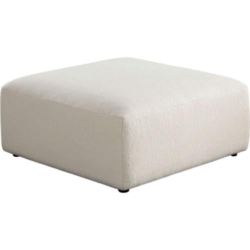 Zia Ottoman in Ivory Sherpa Fabric - Furniture City (CA)l