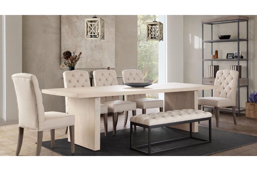 Sonoma 110" Wood Dining Table in Light Natural Grey Wash Finish