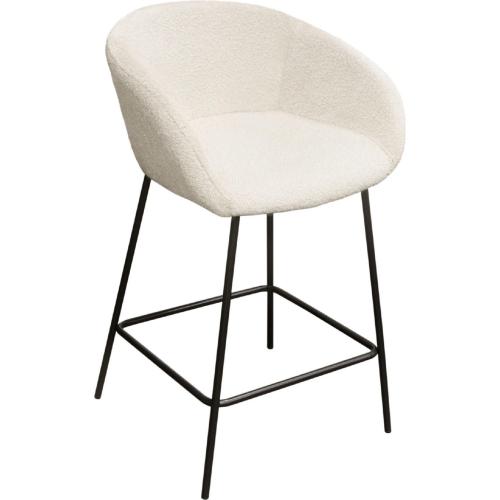 Set of (2) Skyler Counter Height Chairs in Ivory Boucle Fabric w/ Black Metal Frame - Furniture City (CA)l