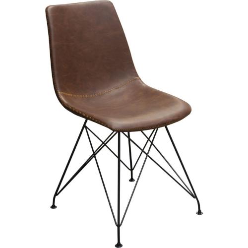 Theo Set of (4) Dining Chairs in Chocolate Leatherette w/ Black Metal Base - Furniture City (CA)l