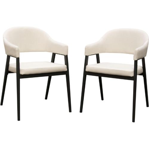 Adele Set of Two Dining/Accent Chairs in Cream Fabric w/ Black Powder Coated Metal Frame - Furniture City (CA)l