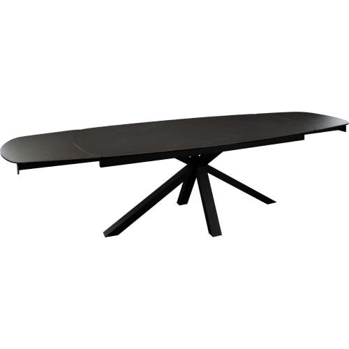 Onyx Rectangle Extenstion Dining Table w/ Black Ceramic Glass Top & Black Metal Leg - Furniture City (CA)l