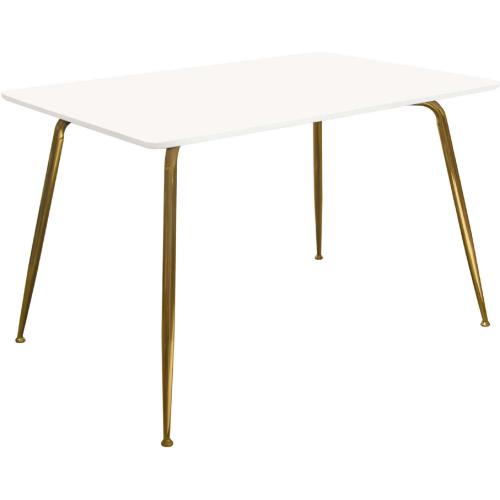 Chance White Lacquer Top Rectangular Dining Table w/ Brushed Gold Metal Legs - Furniture City (CA)l