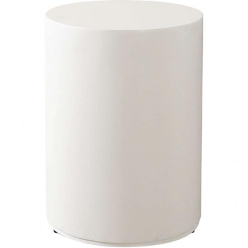 Montage Round End Table in Ivory Faux Cement Finish - Furniture City (CA)l