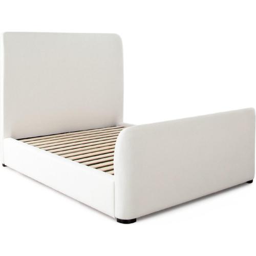 Eve Eastern King Bed in Elite Ivory Fabric w/ Contoured Headboard & Footboard - Furniture City (CA)l
