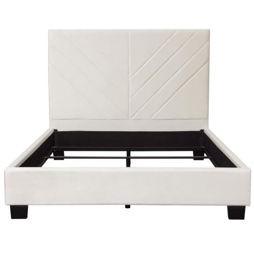 Vogue Queen Bed w/ 54" Headboard in Light Cream Velvet - Furniture City (CA)l