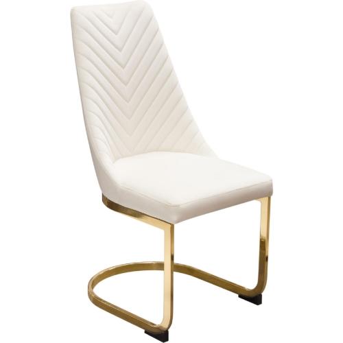 Vogue Set of (2) Dining Chairs in Cream Velvet with Polished Gold Metal Base - Furniture City (CA)l