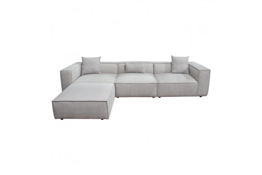 Vice 4PC Modular Sectional in Barley Fabric with Ottoman