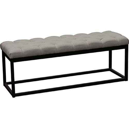 Mateo Black Powder Coat Metal Small Linen Tufted Bench - Grey - Furniture City (CA)l