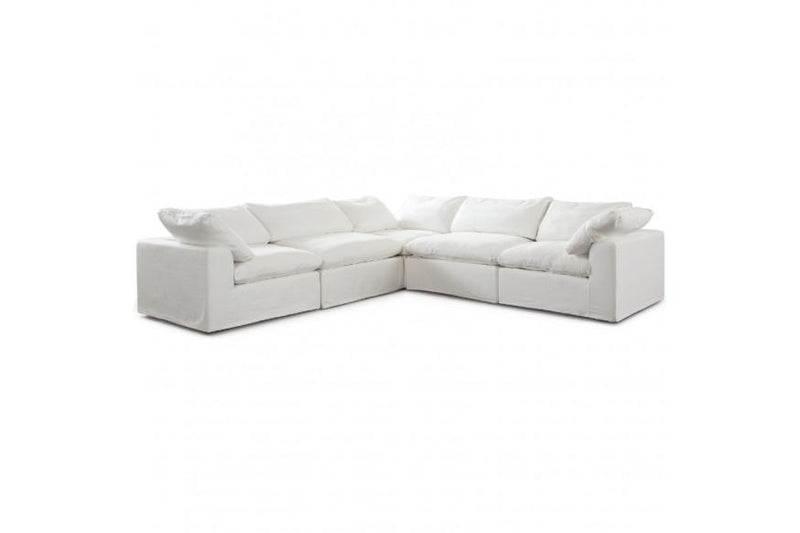 Willow 5PC Corner Sectional in White Linen Fabric - Furniture City (CA)l