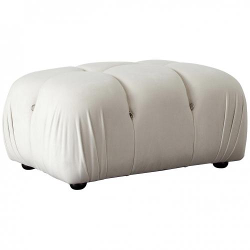 Paloma Rectangle Ottoman in Light Cream Velvet - Furniture City (CA)l