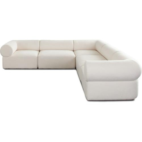 Zia 5PC Corner Sectional in Ivory Sherpa Fabric - Furniture City (CA)l