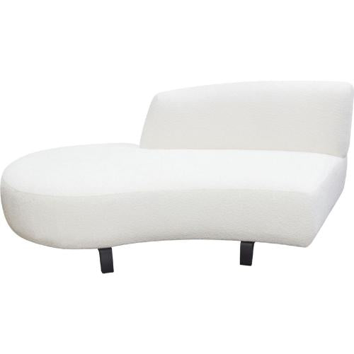 Vesper Curved Armless Left Chaise in Faux White Shearling w/ Black Wood Leg Base - Furniture City (CA)l