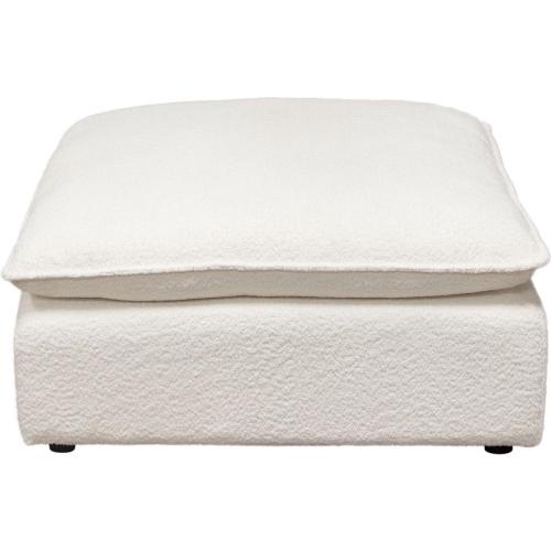 Ivy Square Ottoman in White Faux Shearling w/ Feather Down Seating - Furniture City (CA)l