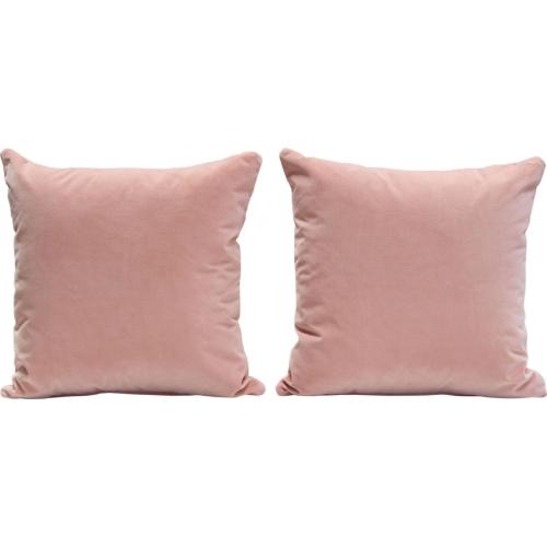 Set of (2) 16" Square Accent Pillows in Blush Pink Velvet - Furniture City (CA)l