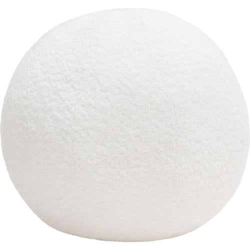 Single 14" Round Accent Pillow Ball in White Faux Shearling - Furniture City (CA)l
