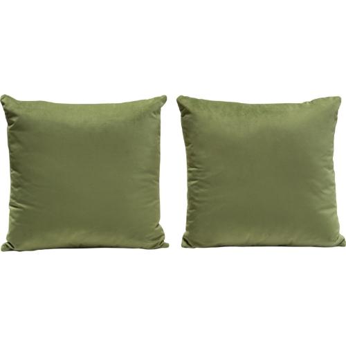 Set of (2) 16" Square Accent Pillows in Sage Green Velvet - Furniture City (CA)l