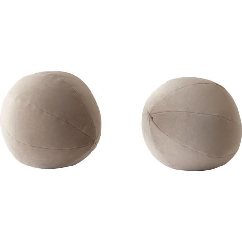 Set of (2) 10" Round Accent Pillows in Mink Tan Velvet - Furniture City (CA)l