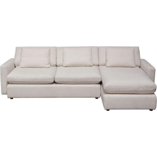 Arcadia 2PC Reversible Chaise Sectional w/ Feather Down Seating in Cream Fabric - Furniture City (CA)l