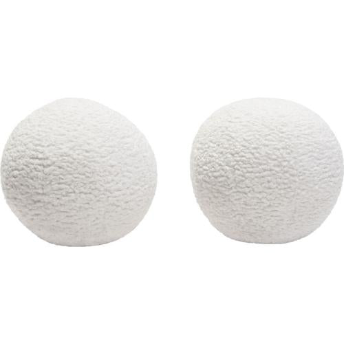 Set of (2) 10" Round Accent Pillows in White Faux Sheepskin - Furniture City (CA)l