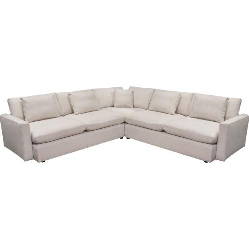 Arcadia 3PC Corner Sectional w/ Feather Down Seating in Cream Fabric - Furniture City (CA)l
