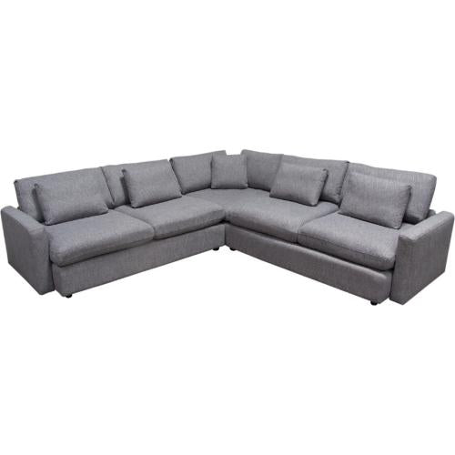 Arcadia 3PC Corner Sectional w/ Feather Down Seating in Grey Fabric - Furniture City (CA)l