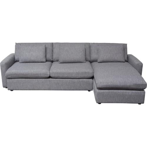 Arcadia 2PC Reversible Chaise Sectional w/ Feather Down Seating in Grey Fabric - Furniture City (CA)l