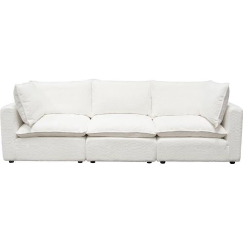 Ivy 3-Piece Modular Sofa in White Faux Shearling w/ Feather Down Seating - Furniture City (CA)l