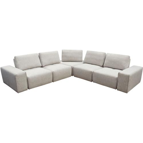 Jazz Modular 5-Seater Corner Sectional with Adjustable Backrests in Light Brown Fabric - Furniture City (CA)l