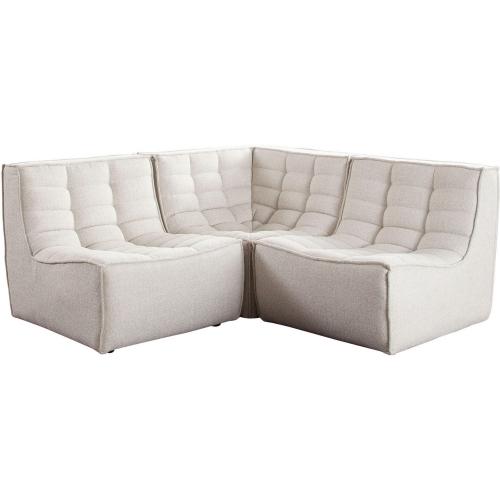 Marshall 3PC Corner Modular Sectional w/ Scooped Seat in Sand Fabric - Furniture City (CA)l