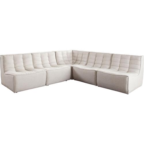 Marshall 5PC Corner Modular Sectional w/ Scooped Seat in Sand Fabric - Furniture City (CA)l