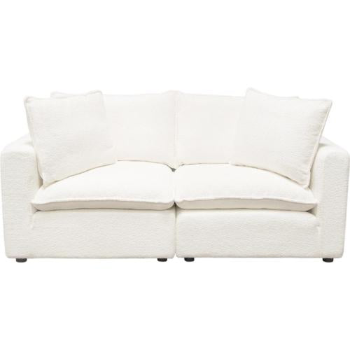 Ivy 2-Piece Modular Sofa in White Faux Shearling w/ Feather Down Seating - Furniture City (CA)l