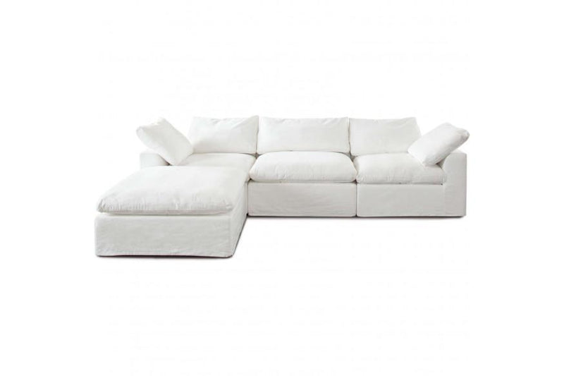 Willow 4PC Modular Reverisble Chaise Sectional in White Linen Fabric - Furniture City (CA)l