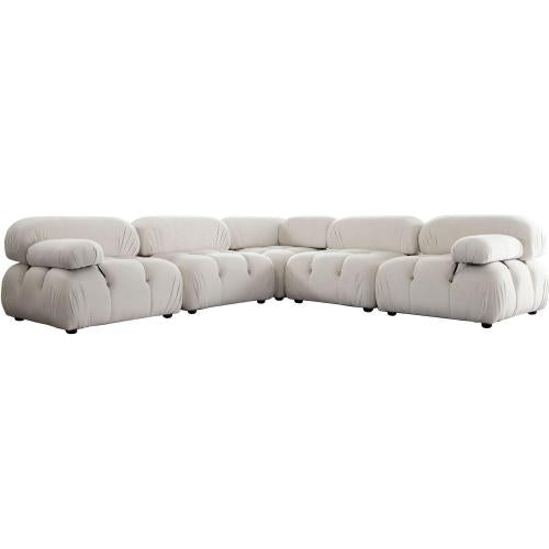 Paloma 5PC Modular 111 Inch Corner Sectional in Light Cream Velvet - Furniture City (CA)l