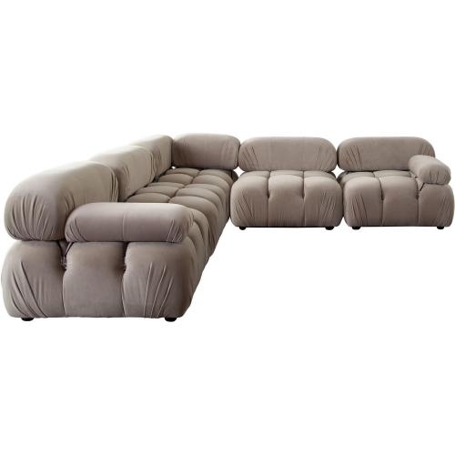 Paloma 5PC Modular 111 Inch Corner Sectional in Mink Tan Velvet - Furniture City (CA)l