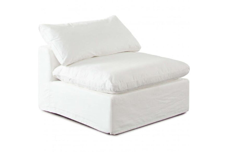 Willow Armless Chair in White Linen Fabric - Furniture City (CA)l