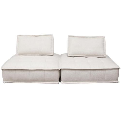Platform 2-Piece Square Modular Lounger in Light Sand Fabric w/ Bolstered, Non-Skid Backrest - Furniture City (CA)l