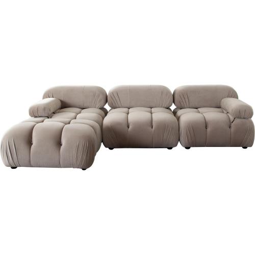 Paloma 4PC Modular 111 Inch Reversible Chaise Sectional in Mink Tan Velvet - Furniture City (CA)l