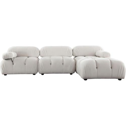 Paloma 4PC Modular 111 Inch Reversible Chaise Sectional in Light Cream Velvet - Furniture City (CA)l