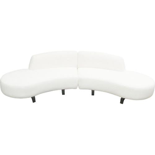 Vesper 2PC Modular Curved Armless Chaise in Faux White Shearling w/ Black Wood Leg Base - Furniture City (CA)l