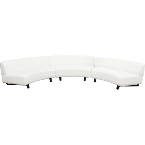 Vesper 3PC Modular Curved Armless Sofa in Faux White Shearling w/ Black Wood Leg Base - Furniture City (CA)l