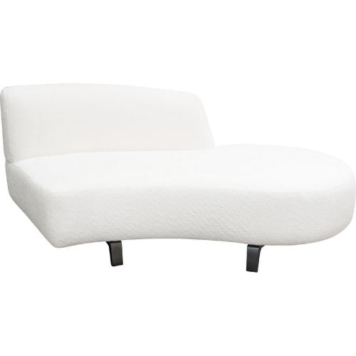 Vesper Curved Armless Right Chaise in Faux White Shearling w/ Black Wood Leg Base - Furniture City (CA)l