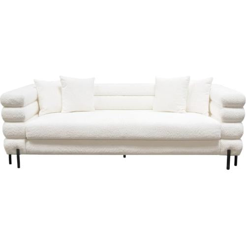 Vox Sofa in Faux White Shearling w/ Black Powder Metal Legs - Furniture City (CA)l