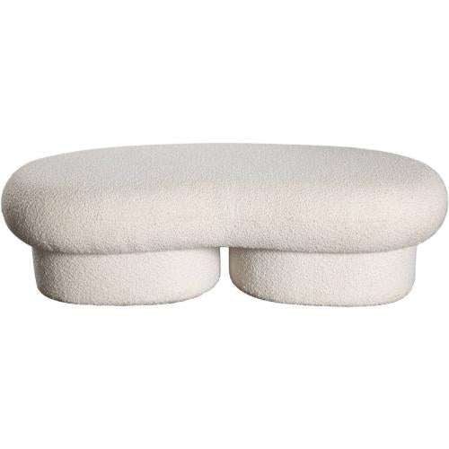 Wave Curved Accent Bench in Ivory Boucle Fabric - Furniture City (CA)l