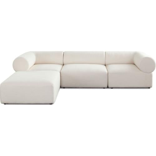 Zia 4PC Modular Reverisble Chaise Sectional in Ivory Sherpa Fabric - Furniture City (CA)l