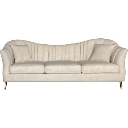 Ava Sofa in Sand Linen Fabric w/ Gold Leg - Furniture City (CA)l