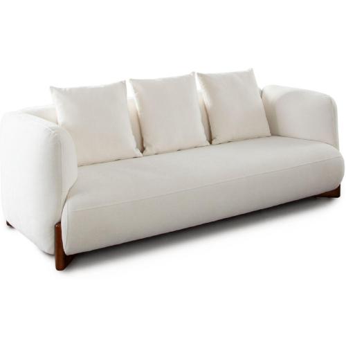 Link Sofa in Elite Ivory Fabric w/ Wood Leg - Furniture City (CA)l