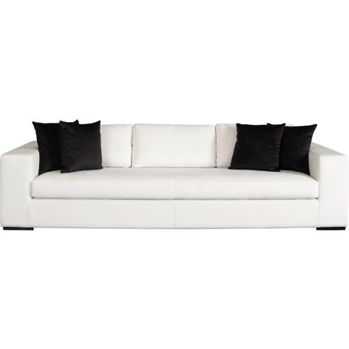 Muse Sofa in Mist White Performance Fabric w/ (4) Black Accent Pillows - Furniture City (CA)l