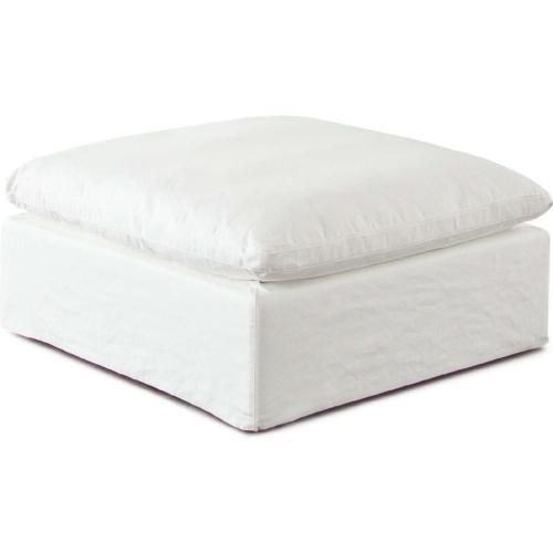 Willow Ottoman in White Linen Fabric - Furniture City (CA)l