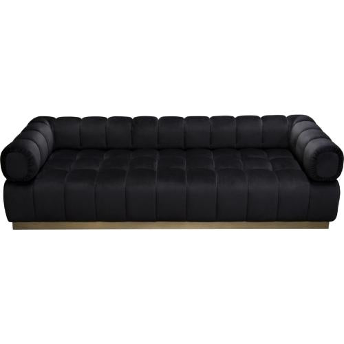 Image Low Profile Sofa in Black Velvet w/ Brushed Gold Base - Furniture City (CA)l